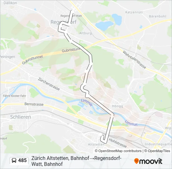 Plan de la ligne 485 de bus