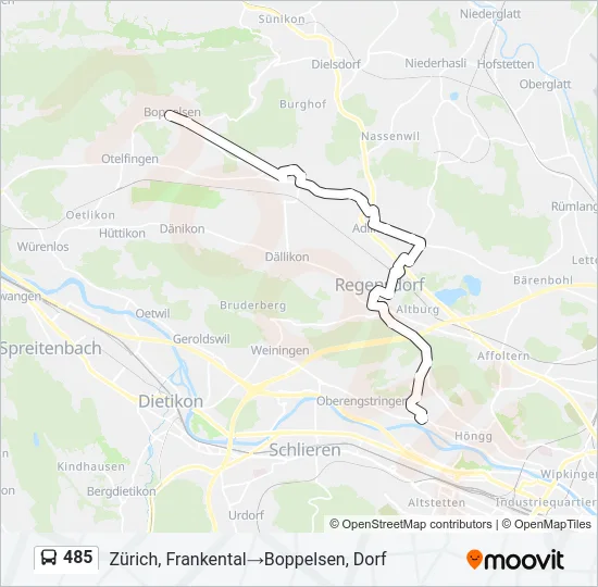 Plan de la ligne 485 de bus