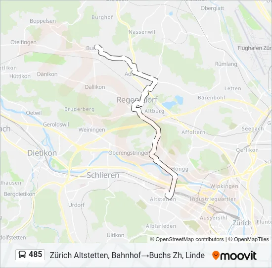 Plan de la ligne 485 de bus