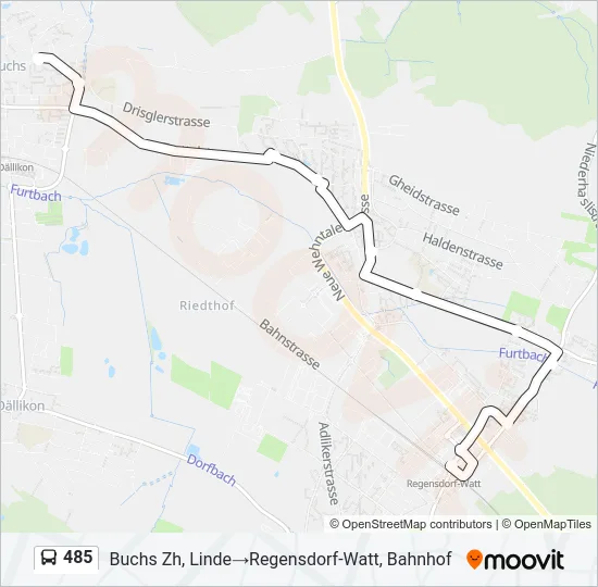 Plan de la ligne 485 de bus