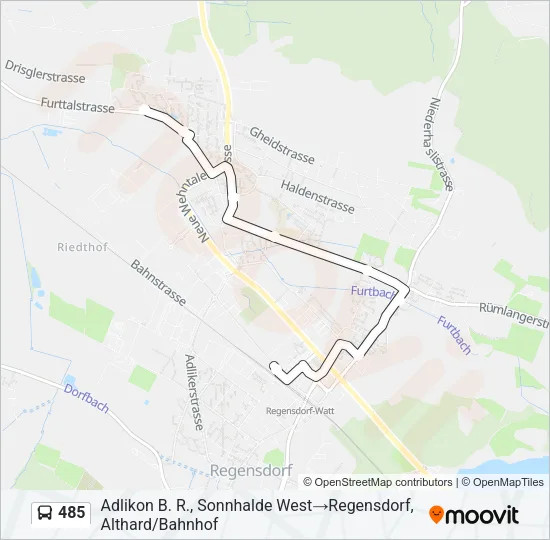 Plan de la ligne 485 de bus