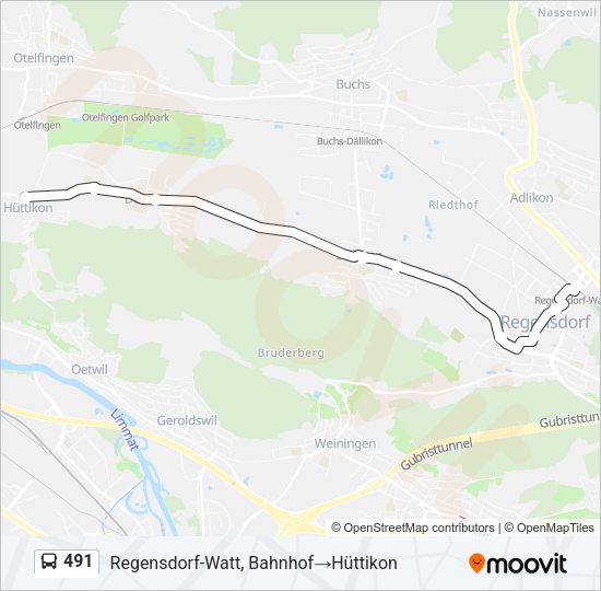 491 Bus Line Map