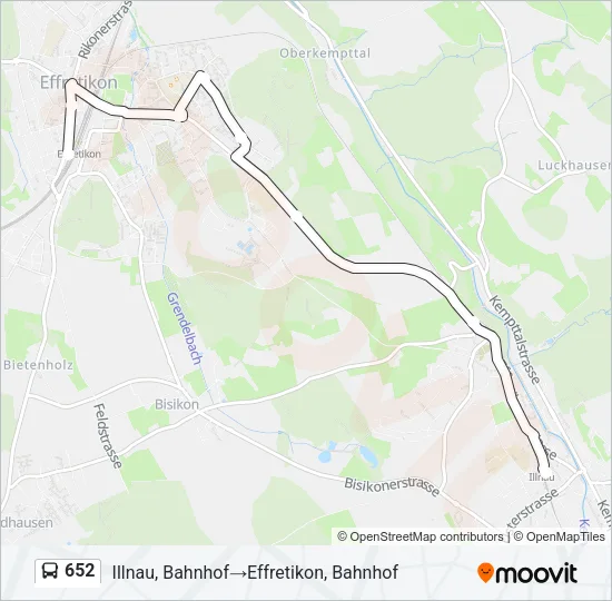 Plan de la ligne 652 de bus