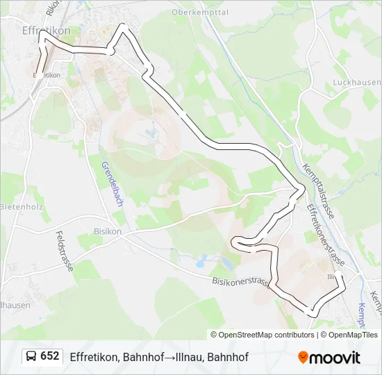 Plan de la ligne 652 de bus