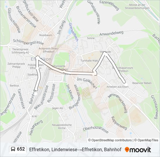652 Bus Line Map