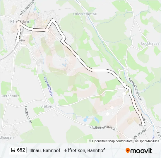 Plan de la ligne 652 de bus