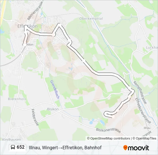 Plan de la ligne 652 de bus