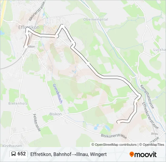 Plan de la ligne 652 de bus
