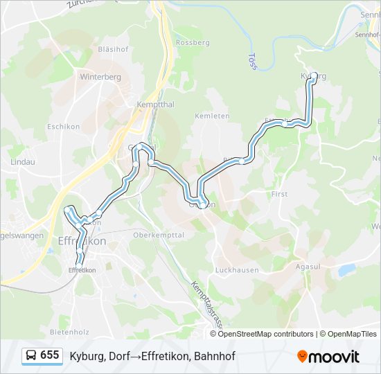 655 Bus Line Map