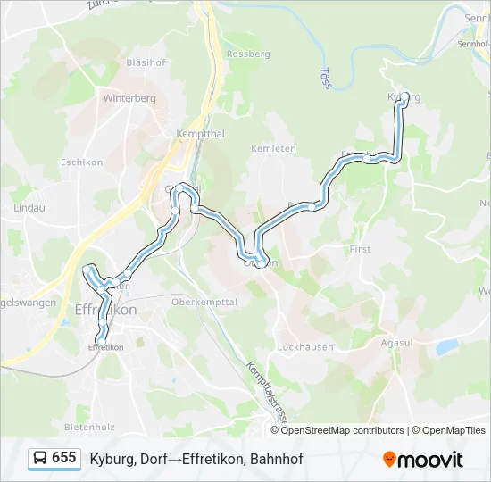655 Bus Line Map