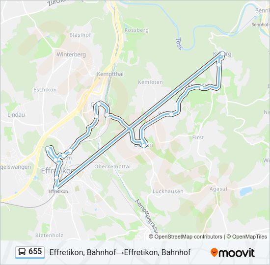 655 Bus Line Map