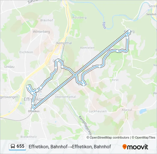 655 Bus Line Map