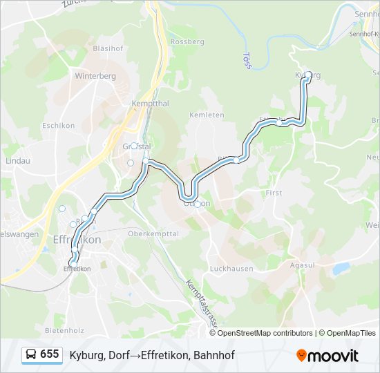 655 Bus Line Map