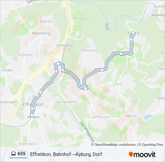 655 Bus Line Map