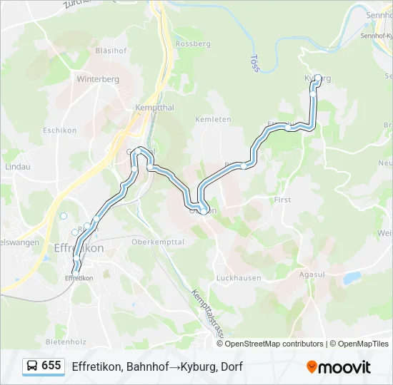 655 Bus Line Map