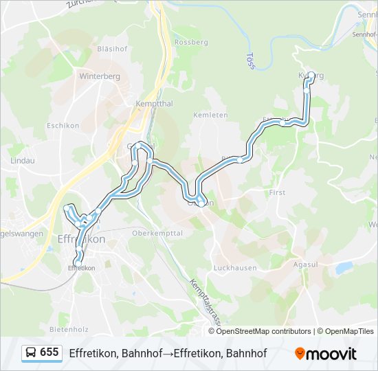 655 Bus Line Map