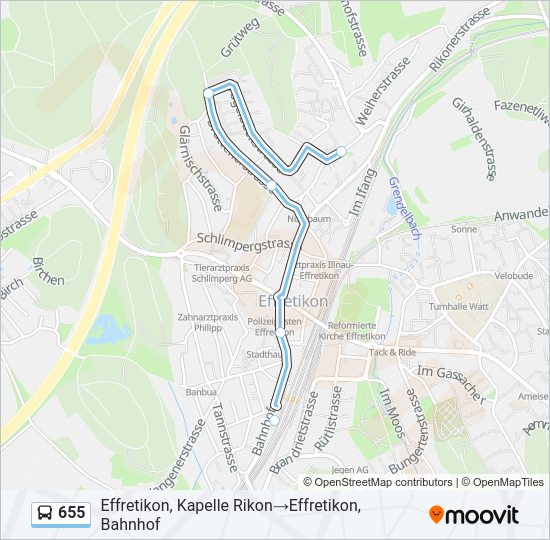 655 Bus Line Map