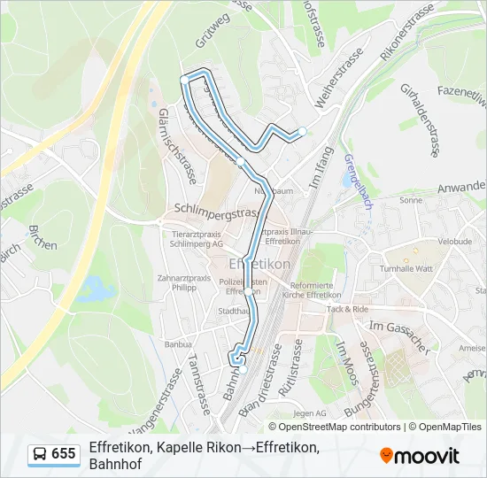 655 Bus Line Map