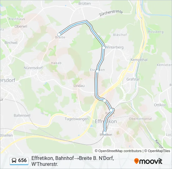 Plan de la ligne 656 de bus