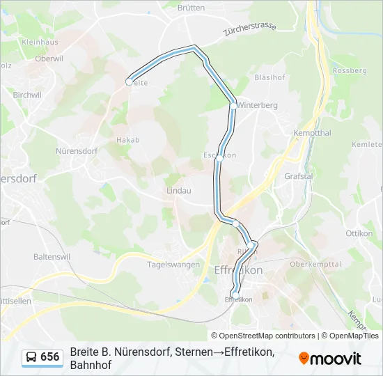 Plan de la ligne 656 de bus