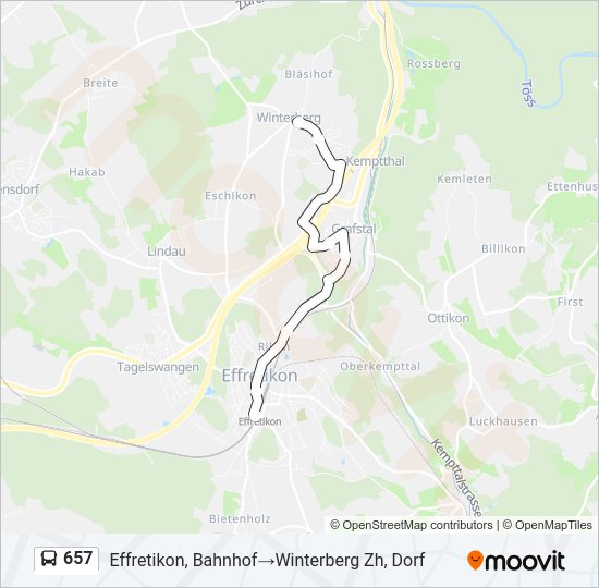 657 Bus Line Map
