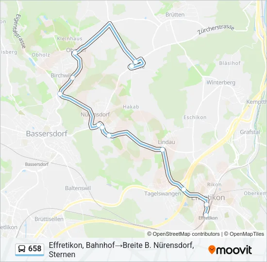 Plan de la ligne 658 de bus