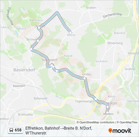 Plan de la ligne 658 de bus