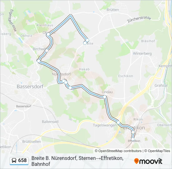Plan de la ligne 658 de bus