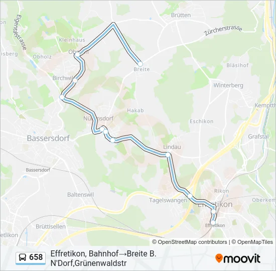 Plan de la ligne 658 de bus