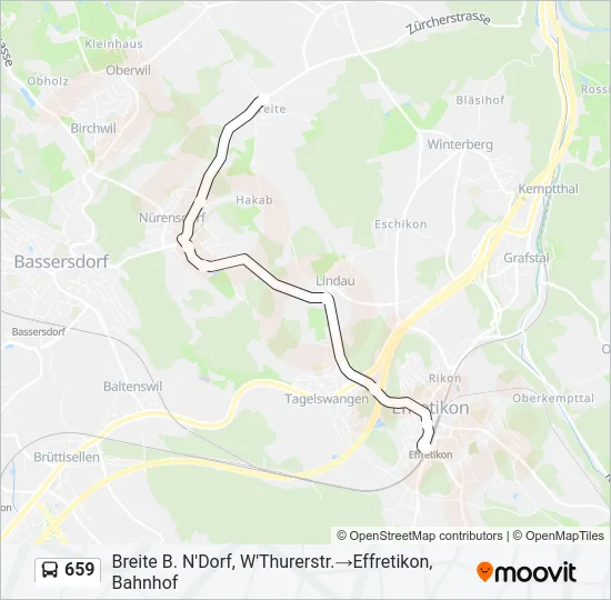 Plan de la ligne 659 de bus