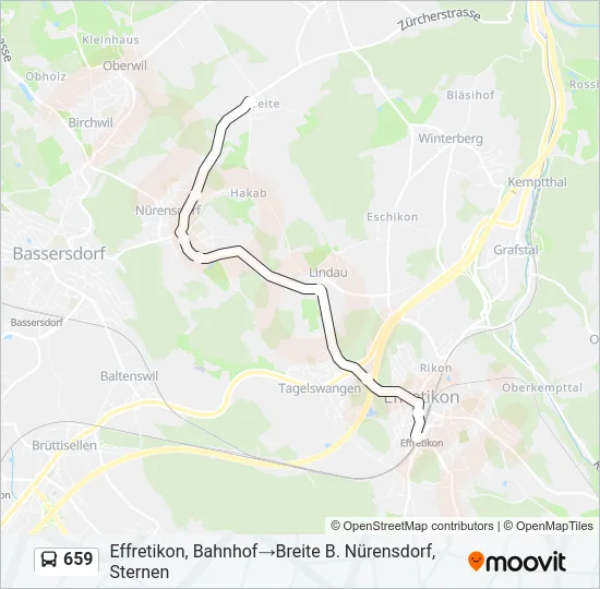 Plan de la ligne 659 de bus