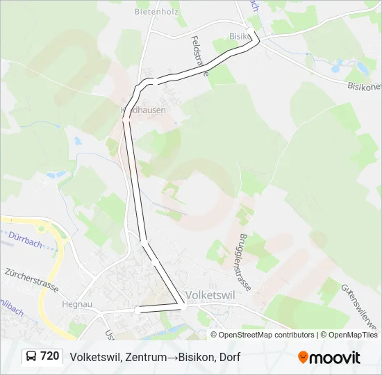 Plan de la ligne 720 de bus