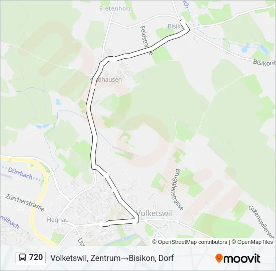 Plan de la ligne 720 de bus