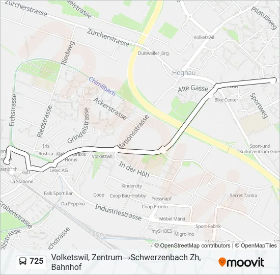 Plan de la ligne 725 de bus