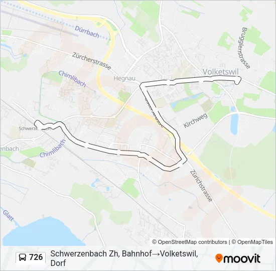 Plan de la ligne 726 de bus