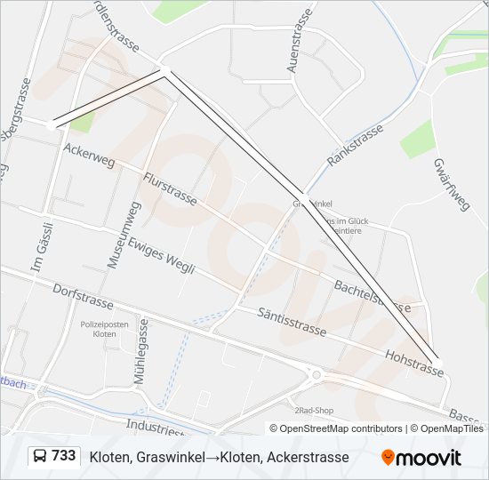 733 Bus Line Map