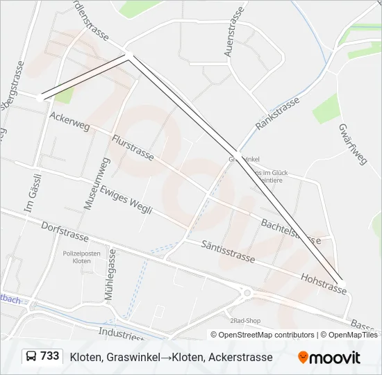 Plan de la ligne 733 de bus
