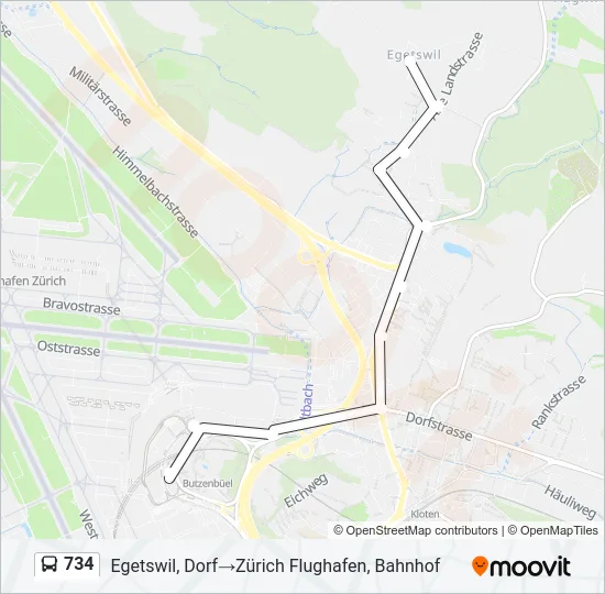 734 Bus Line Map
