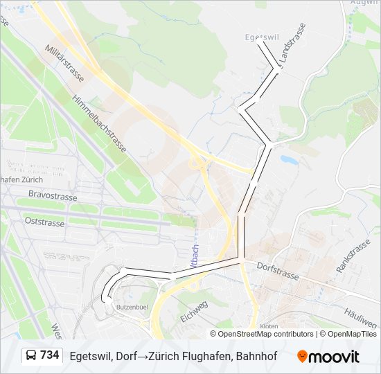 734 Bus Line Map