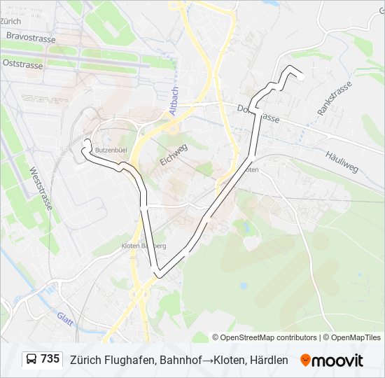 735 bus Line Map