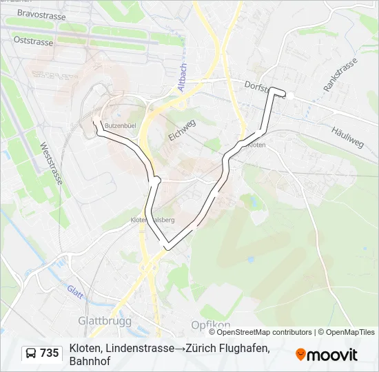 735 Bus Line Map
