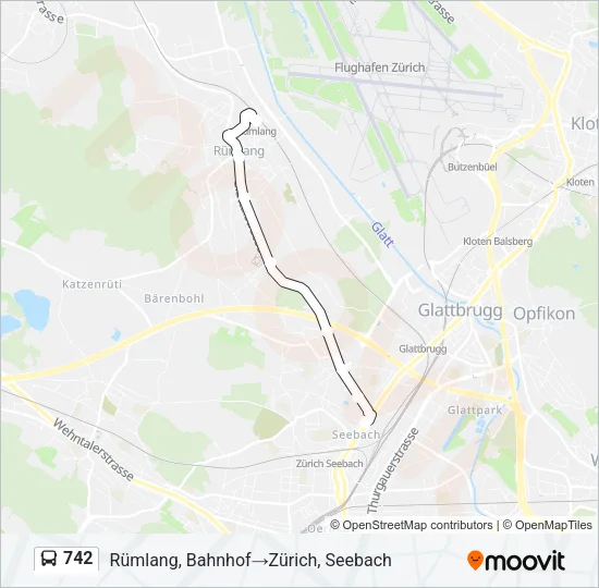 Plan de la ligne 742 de bus