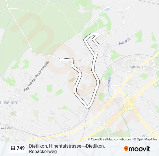 749 Bus Line Map