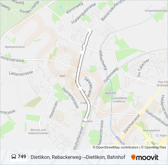 749 Bus Line Map
