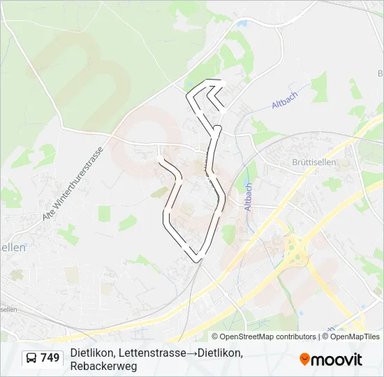 749 Bus Line Map