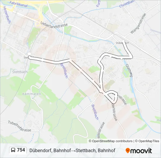 Plan de la ligne 754 de bus