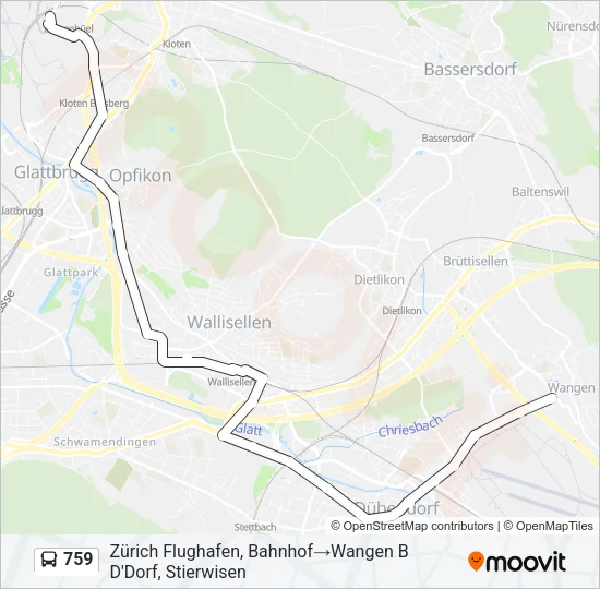 Plan de la ligne 759 de bus