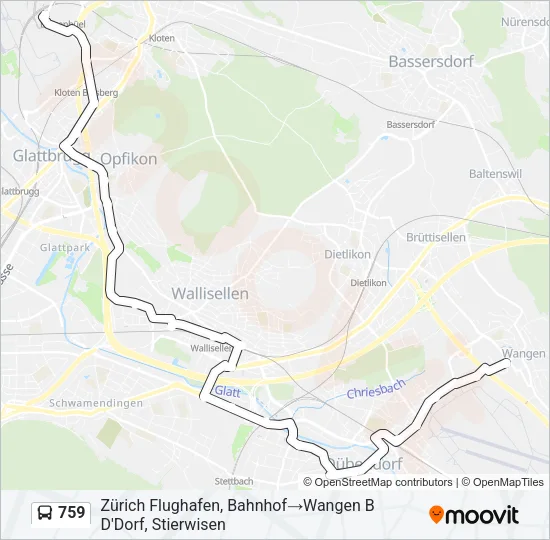 Plan de la ligne 759 de bus