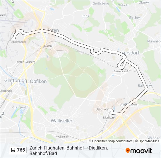 765 Bus Line Map
