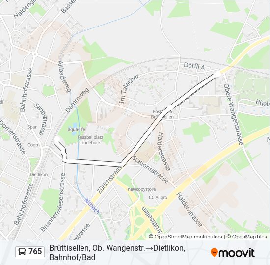 765 Bus Line Map